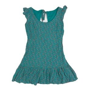 I LOVE H81 Aquamarine Red Heart Short Sleeve Ruffled Dress Size Medium Women’s